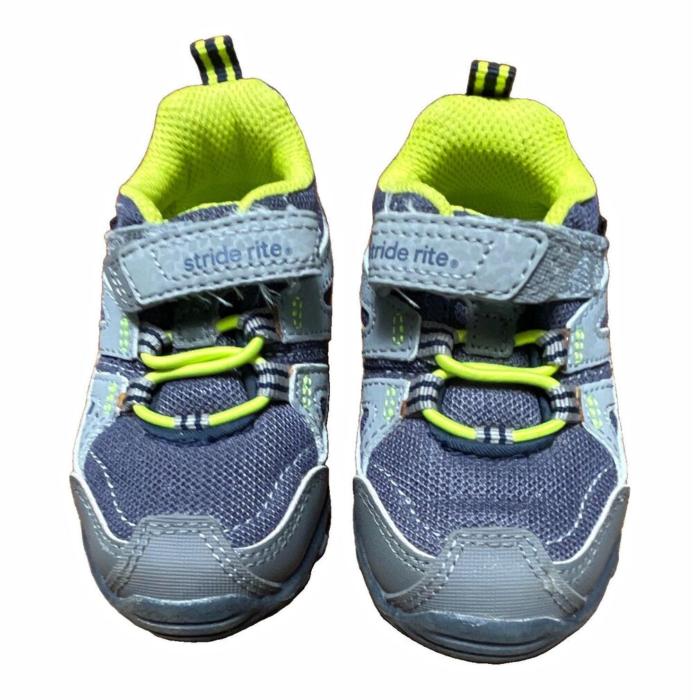 Stride Rite Damon Hook & Loop Memory Foam Sneakers Blue/Green 5W EU21